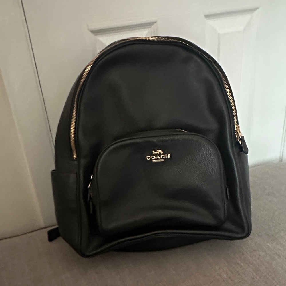 Coach Black Backpack with Gold Accents